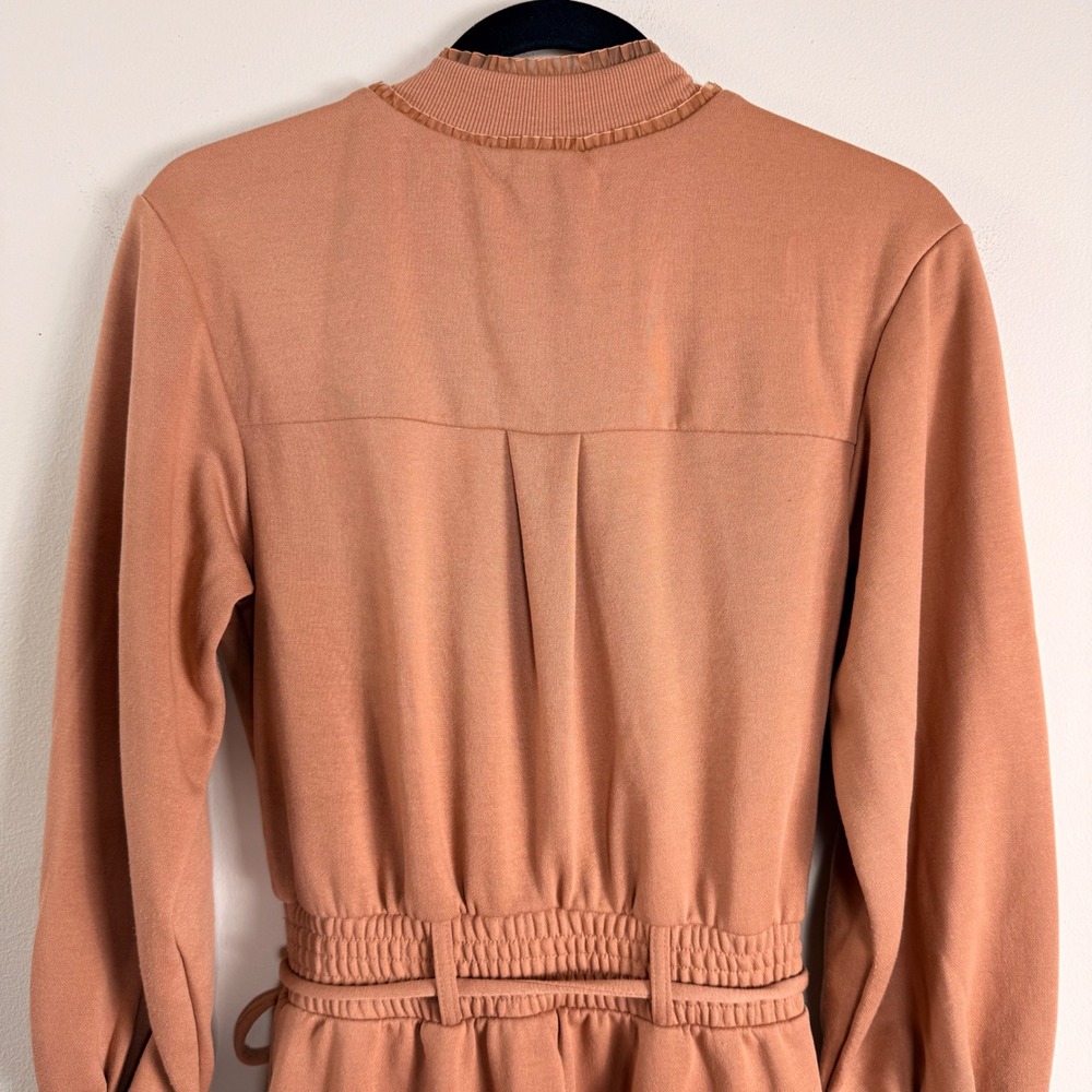 For Love & Lemons Yuna Ruffle Rosebud Zip Front Jumpsuit in Clay Size XS - Picture 12 of 13